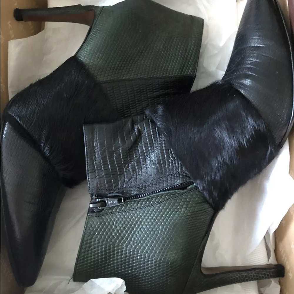 Designer Fur Trimmed Ankle Boots made in Italy Sz.38 - Picture 7 of 10